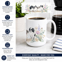 Japanese Chin Ceramic Coffee Mug 15 oz Decorative Large C Handle Mug Cup for Tea, Cocoa Hot Chocolate