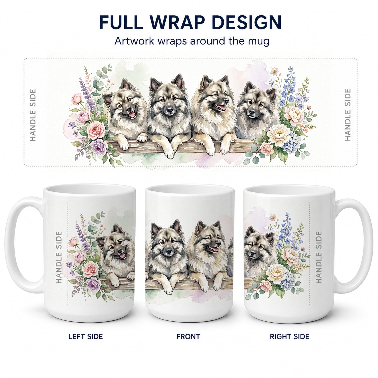 Keeshond Ceramic Coffee Mug 15 oz Decorative Large C Handle Mug Cup for Tea, Cocoa Hot Chocolate