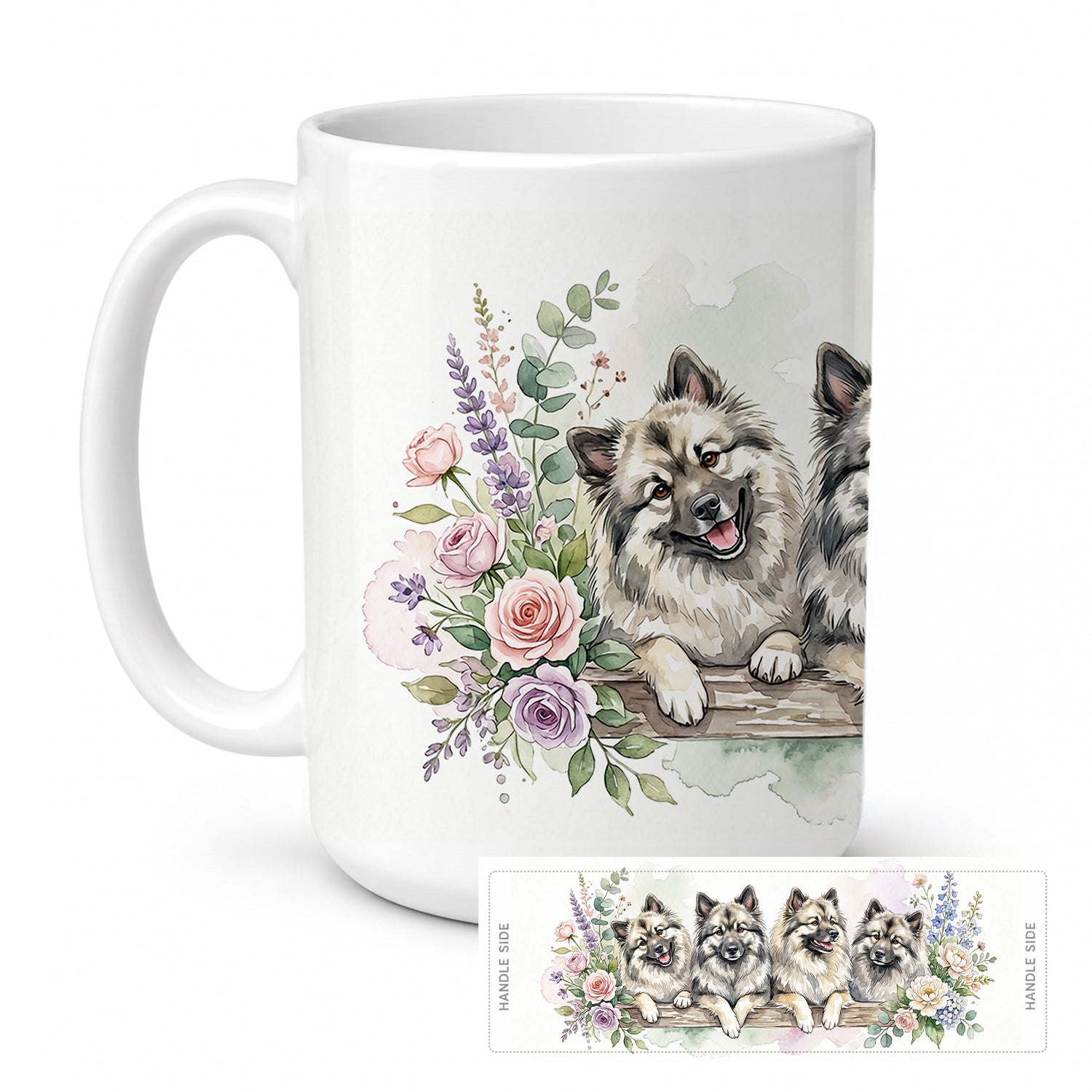 Keeshond Ceramic Coffee Mug 15 oz Decorative Large C Handle Mug Cup for Tea, Cocoa Hot Chocolate