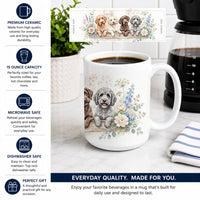 Labradoodle Ceramic Coffee Mug 15 oz Decorative Large C Handle Mug Cup for Tea, Cocoa Hot Chocolate