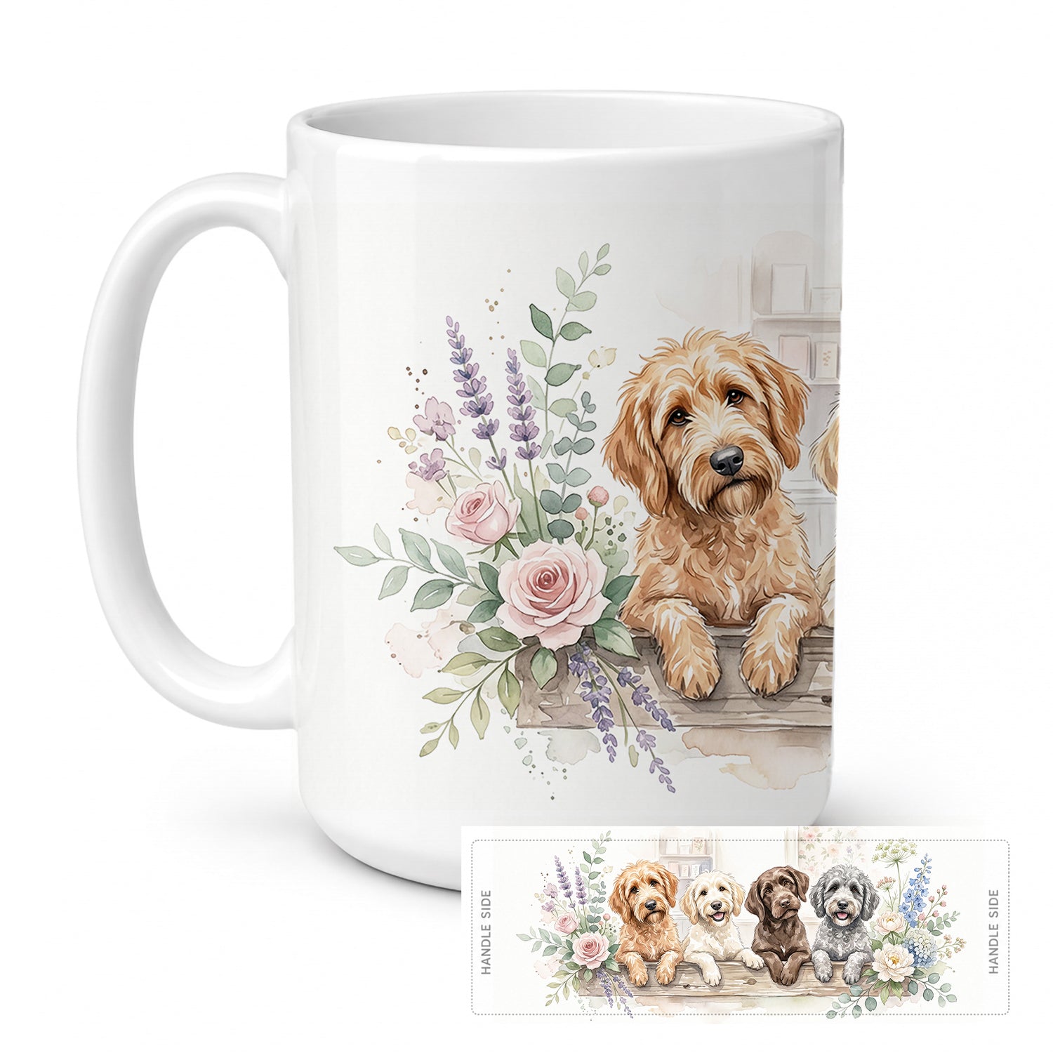 Labradoodle Ceramic Coffee Mug 15 oz Decorative Large C Handle Mug Cup for Tea, Cocoa Hot Chocolate