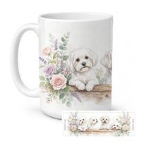 Maltese Ceramic Coffee Mug 15 oz Decorative Large C Handle Mug Cup for Tea, Cocoa Hot Chocolate