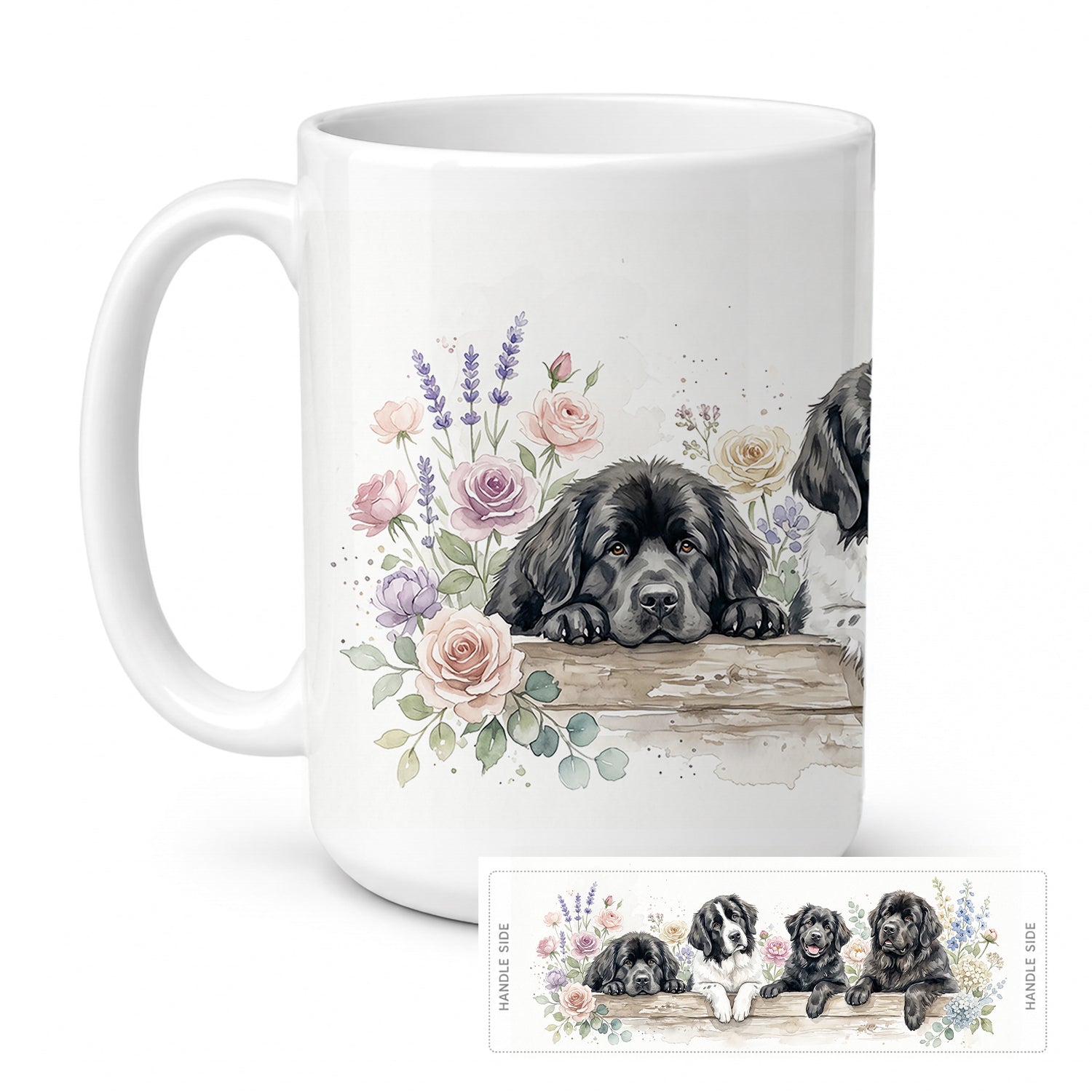 Newfoundland Ceramic Coffee Mug 15 oz Decorative Large C Handle Mug Cup for Tea, Cocoa Hot Chocolate