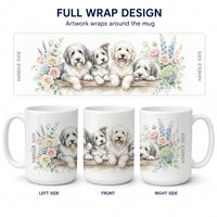 Old English Sheepdog Ceramic Coffee Mug 15 oz Decorative Large C Handle Mug Cup for Tea, Cocoa Hot Chocolate