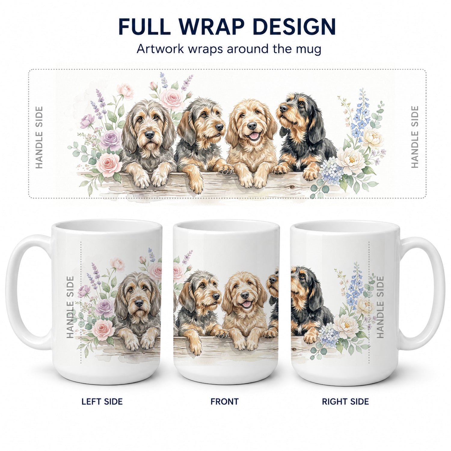 Otterhound Ceramic Coffee Mug 15 oz Decorative Large C Handle Mug Cup for Tea, Cocoa Hot Chocolate