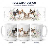 Papillon Ceramic Coffee Mug 15 oz Decorative Large C Handle Mug Cup for Tea, Cocoa Hot Chocolate