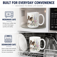 Papillon Ceramic Coffee Mug 15 oz Decorative Large C Handle Mug Cup for Tea, Cocoa Hot Chocolate