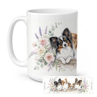 Papillon Ceramic Coffee Mug 15 oz Decorative Large C Handle Mug Cup for Tea, Cocoa Hot Chocolate