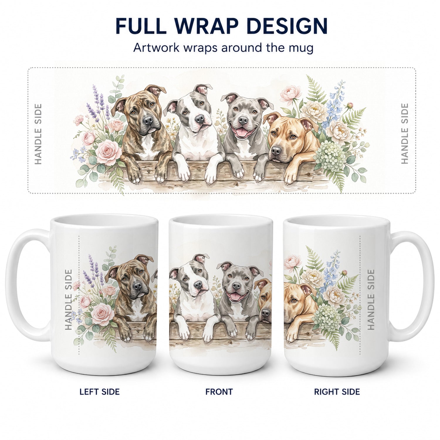 Pit Bull Terrier Ceramic Coffee Mug 15 oz Decorative Large C Handle Mug Cup for Tea, Cocoa Hot Chocolate