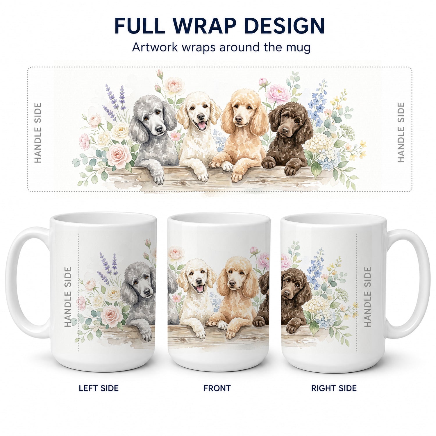 Poodle Ceramic Coffee Mug 15 oz Decorative Large C Handle Mug Cup for Tea, Cocoa Hot Chocolate