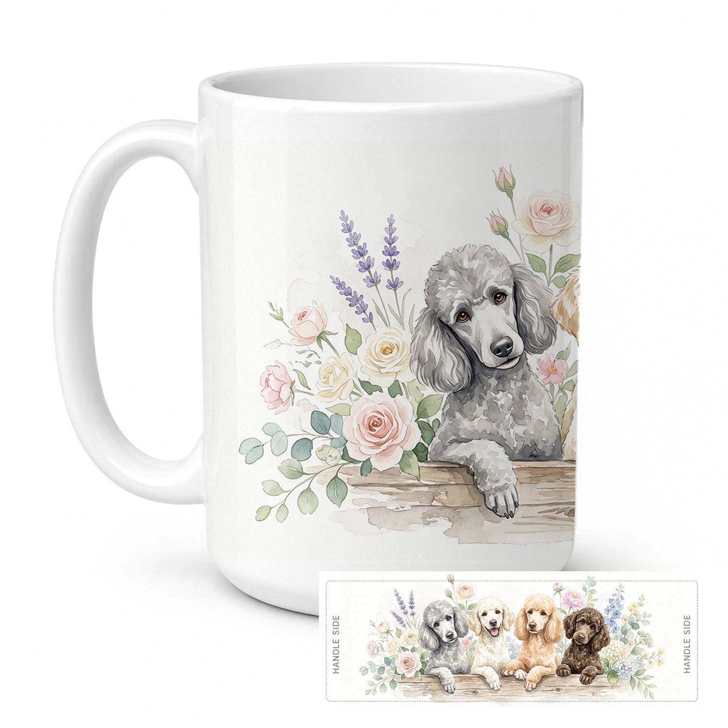 Poodle Ceramic Coffee Mug 15 oz Decorative Large C Handle Mug Cup for Tea, Cocoa Hot Chocolate