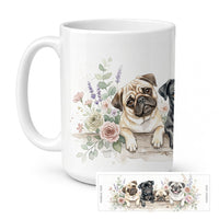 Pug Ceramic Coffee Mug 15 oz Decorative Large C Handle Mug Cup for Tea, Cocoa Hot Chocolate