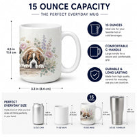 Saint Bernard Ceramic Coffee Mug 15 oz Decorative Large C Handle Mug Cup for Tea, Cocoa Hot Chocolate