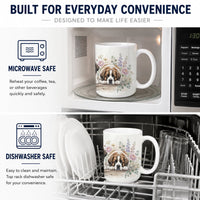 Saint Bernard Ceramic Coffee Mug 15 oz Decorative Large C Handle Mug Cup for Tea, Cocoa Hot Chocolate