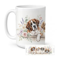 Saint Bernard Ceramic Coffee Mug 15 oz Decorative Large C Handle Mug Cup for Tea, Cocoa Hot Chocolate