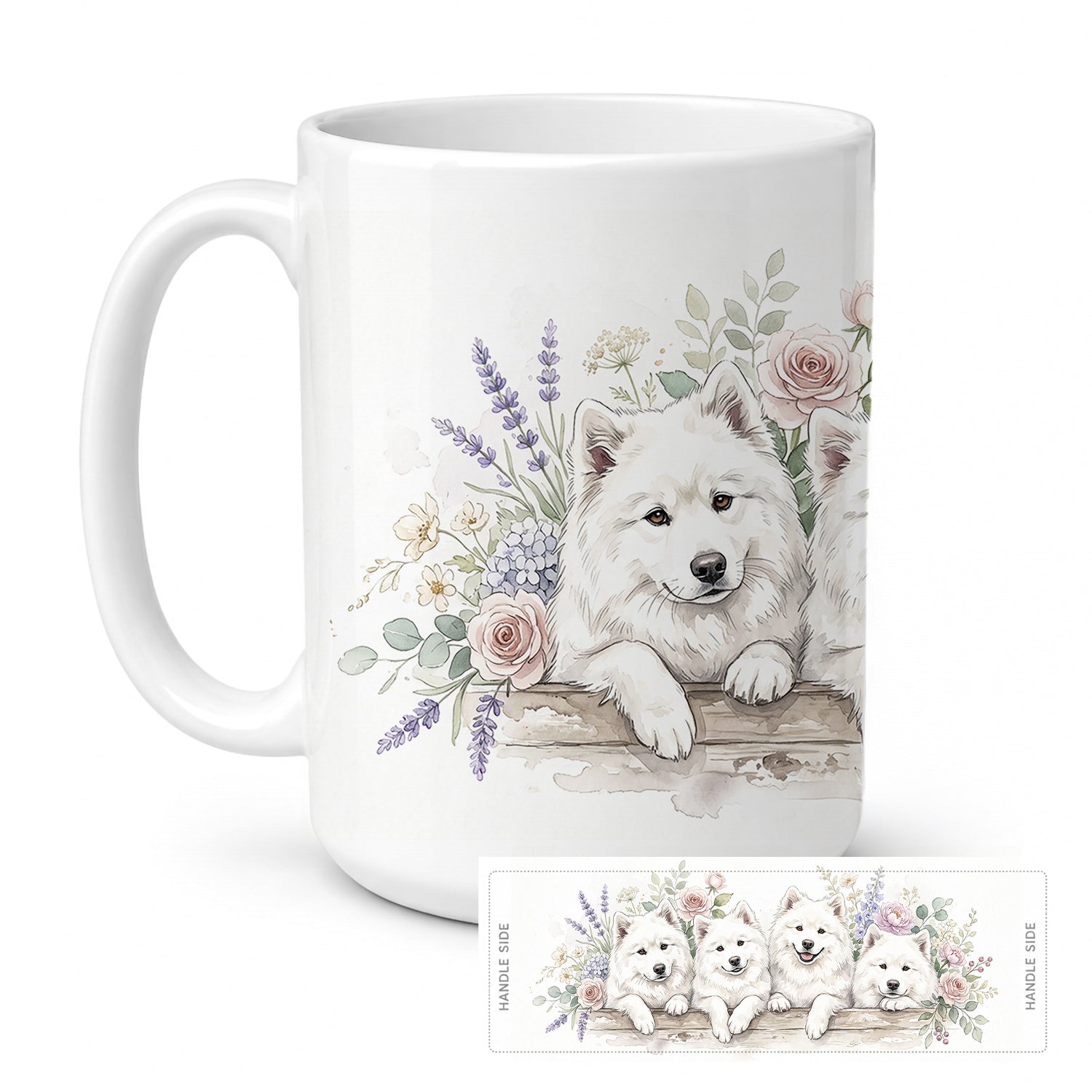 Samoyed Ceramic Coffee Mug 15 oz Decorative Large C Handle Mug Cup for Tea, Cocoa Hot Chocolate