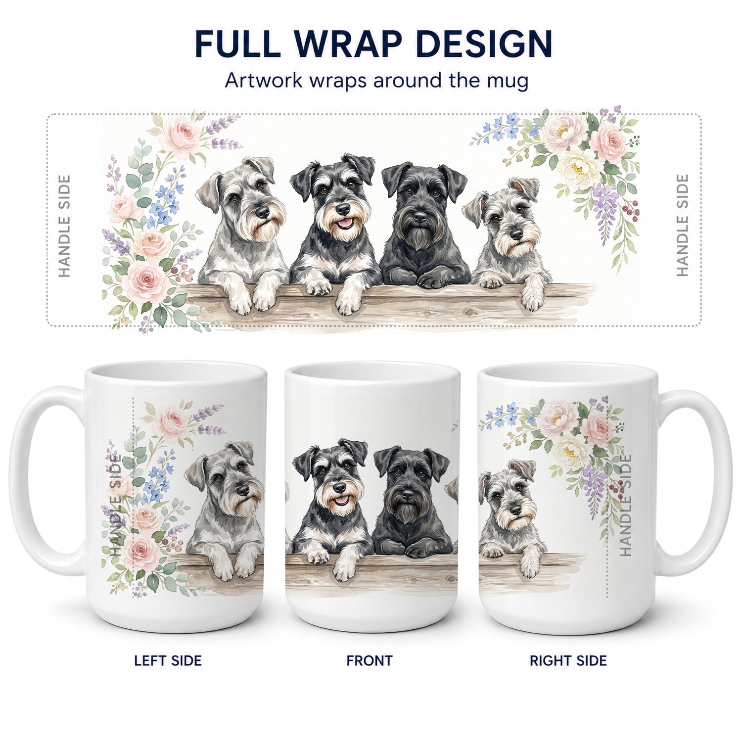 Schnauzer Ceramic Coffee Mug 15 oz Decorative Large C Handle Mug Cup for Tea, Cocoa Hot Chocolate