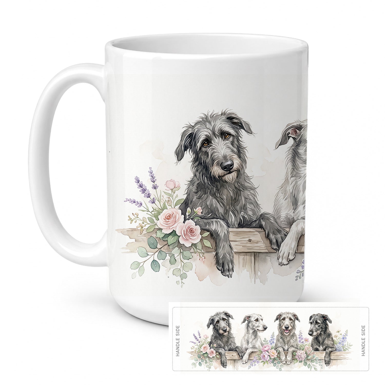 Scottish Deerhound Ceramic Coffee Mug 15 oz Decorative Large C Handle Mug Cup for Tea, Cocoa Hot Chocolate