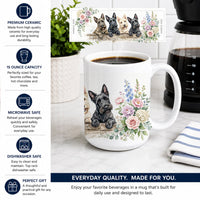 Scottish Terrier Ceramic Coffee Mug 15 oz Decorative Large C Handle Mug Cup for Tea, Cocoa Hot Chocolate