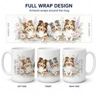 Sheltie Ceramic Coffee Mug 15 oz Decorative Large C Handle Mug Cup for Tea, Cocoa Hot Chocolate