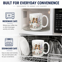 Sheltie Ceramic Coffee Mug 15 oz Decorative Large C Handle Mug Cup for Tea, Cocoa Hot Chocolate