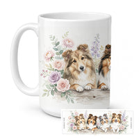 Sheltie Ceramic Coffee Mug 15 oz Decorative Large C Handle Mug Cup for Tea, Cocoa Hot Chocolate