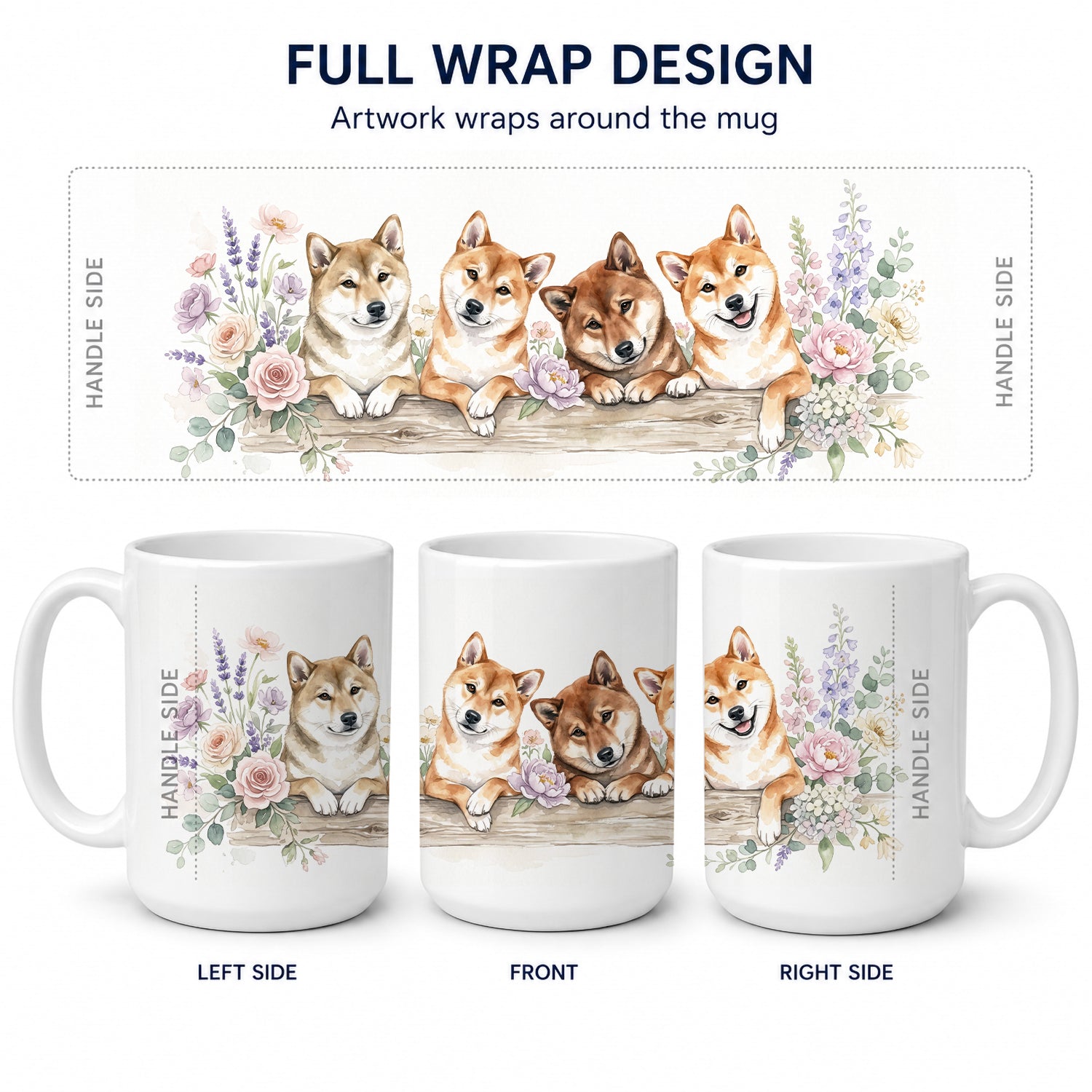 Shiba Inu Ceramic Coffee Mug 15 oz Decorative Large C Handle Mug Cup for Tea, Cocoa Hot Chocolate