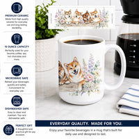 Shiba Inu Ceramic Coffee Mug 15 oz Decorative Large C Handle Mug Cup for Tea, Cocoa Hot Chocolate