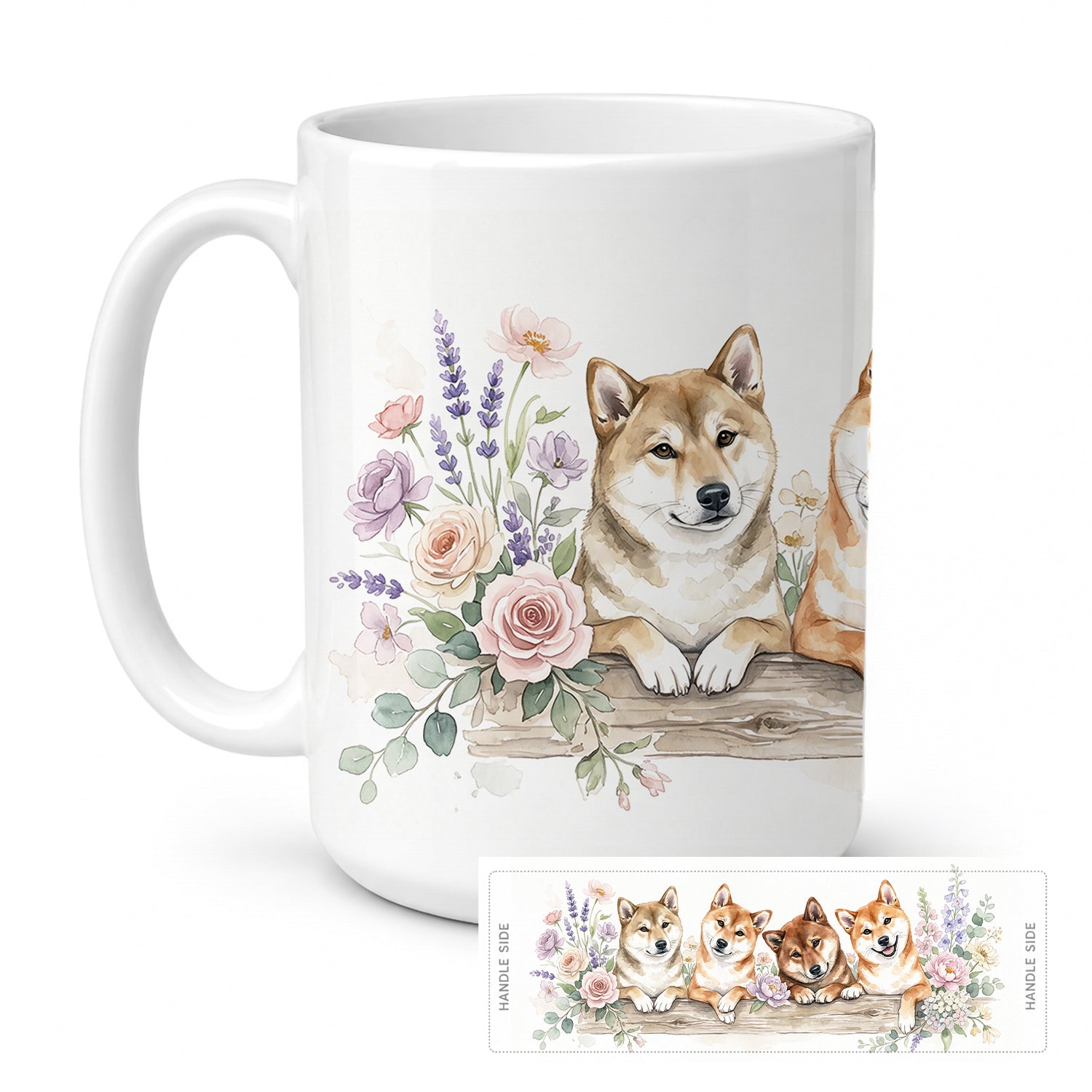 Shiba Inu Ceramic Coffee Mug 15 oz Decorative Large C Handle Mug Cup for Tea, Cocoa Hot Chocolate