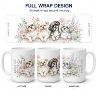 Shih Tzu Ceramic Coffee Mug 15 oz Decorative Large C Handle Mug Cup for Tea, Cocoa Hot Chocolate