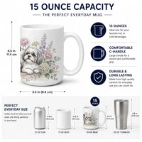 Shih Tzu Ceramic Coffee Mug 15 oz Decorative Large C Handle Mug Cup for Tea, Cocoa Hot Chocolate