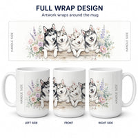 Siberian Husky Ceramic Coffee Mug 15 oz Decorative Large C Handle Mug Cup for Tea, Cocoa Hot Chocolate