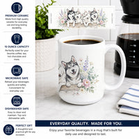 Siberian Husky Ceramic Coffee Mug 15 oz Decorative Large C Handle Mug Cup for Tea, Cocoa Hot Chocolate