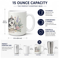 Siberian Husky Ceramic Coffee Mug 15 oz Decorative Large C Handle Mug Cup for Tea, Cocoa Hot Chocolate