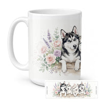 Siberian Husky Ceramic Coffee Mug 15 oz Decorative Large C Handle Mug Cup for Tea, Cocoa Hot Chocolate