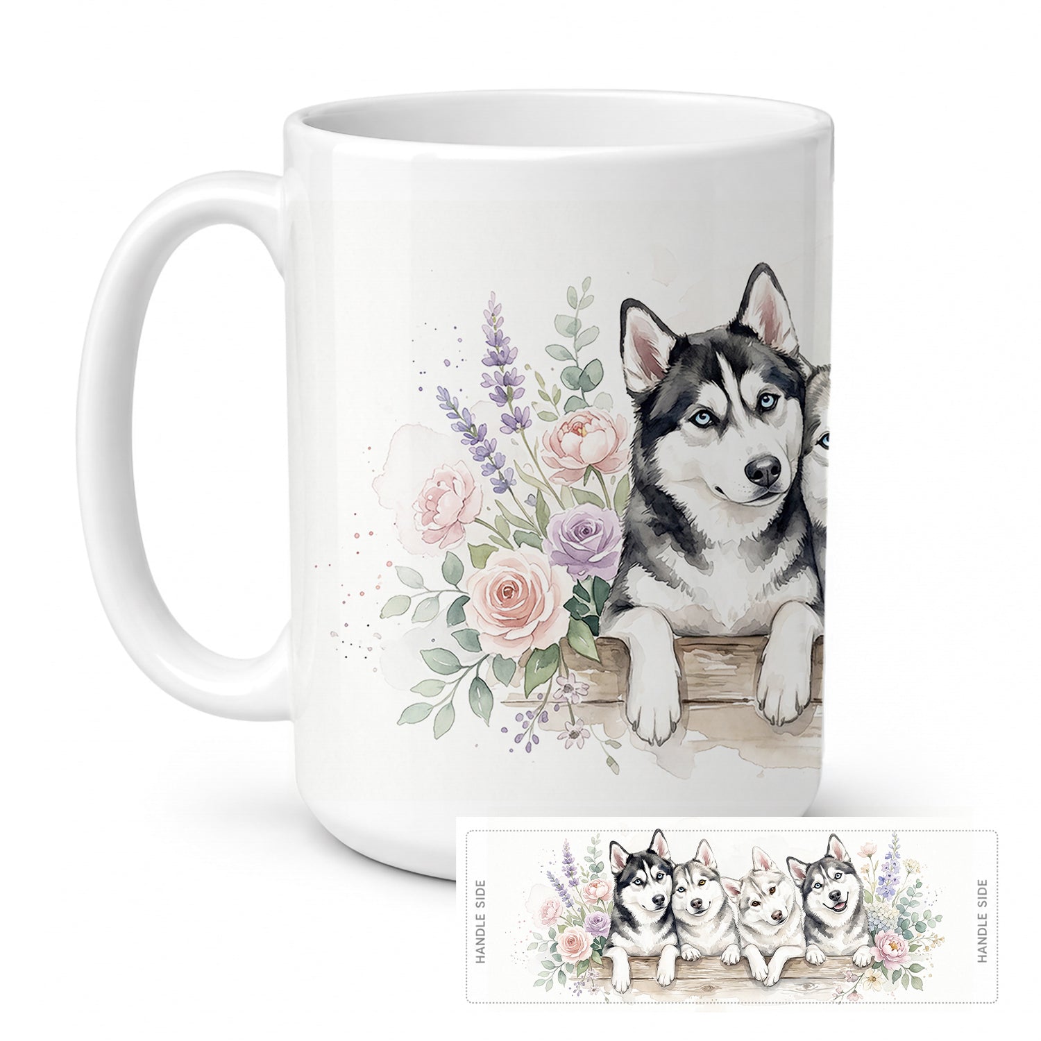 Siberian Husky Ceramic Coffee Mug 15 oz Decorative Large C Handle Mug Cup for Tea, Cocoa Hot Chocolate