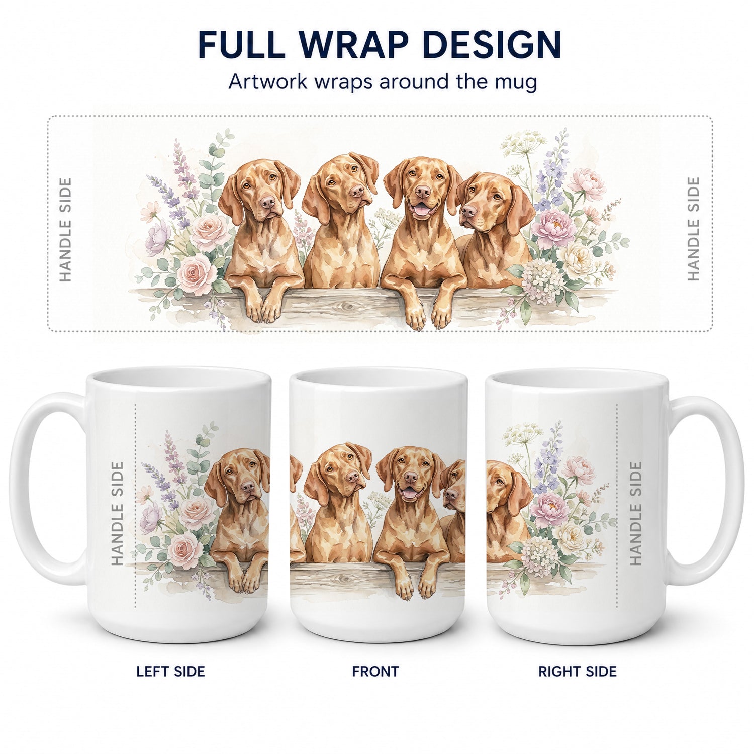 Vizsla Ceramic Coffee Mug 15 oz Decorative Large C Handle Mug Cup for Tea, Cocoa Hot Chocolate