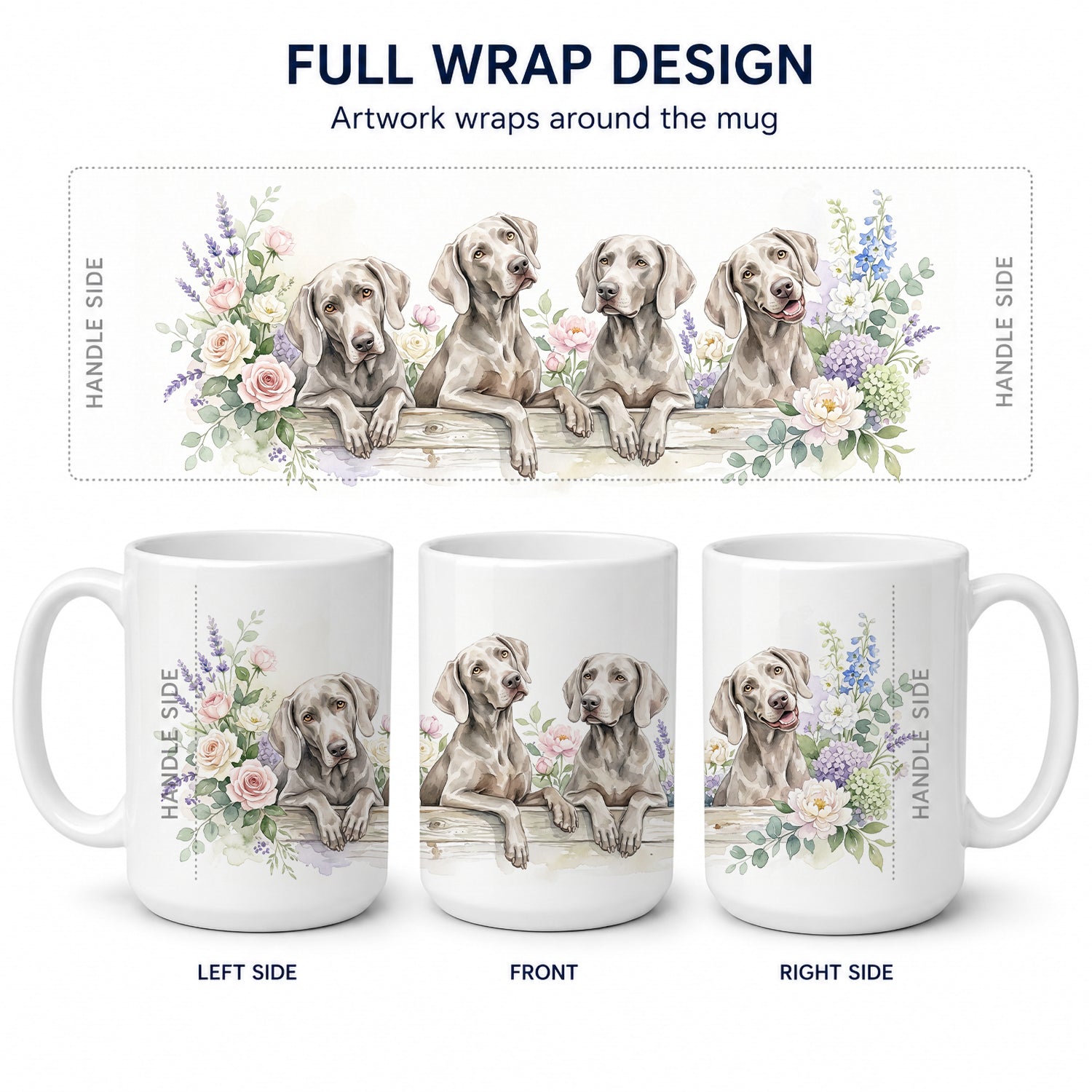 Weimaraner Ceramic Coffee Mug 15 oz Decorative Large C Handle Mug Cup for Tea, Cocoa Hot Chocolate
