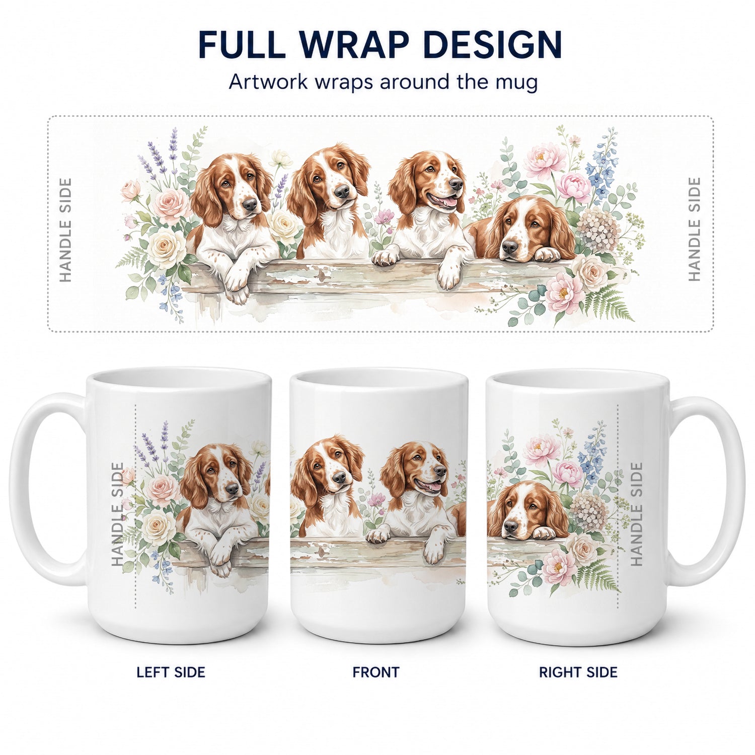 Welsh Springer Spaniel Ceramic Coffee Mug 15 oz Decorative Large C Handle Mug Cup for Tea, Cocoa Hot Chocolate