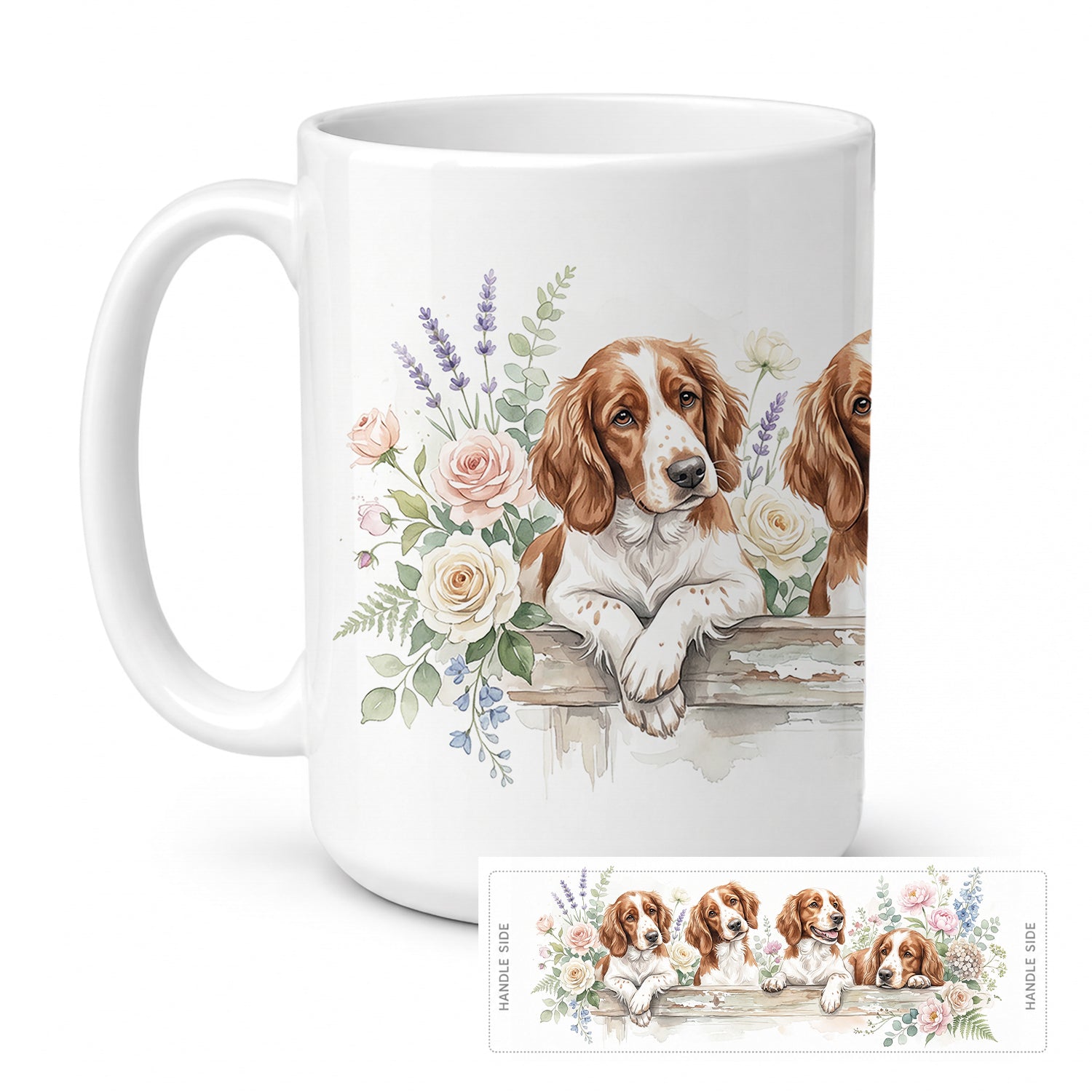Welsh Springer Spaniel Ceramic Coffee Mug 15 oz Decorative Large C Handle Mug Cup for Tea, Cocoa Hot Chocolate