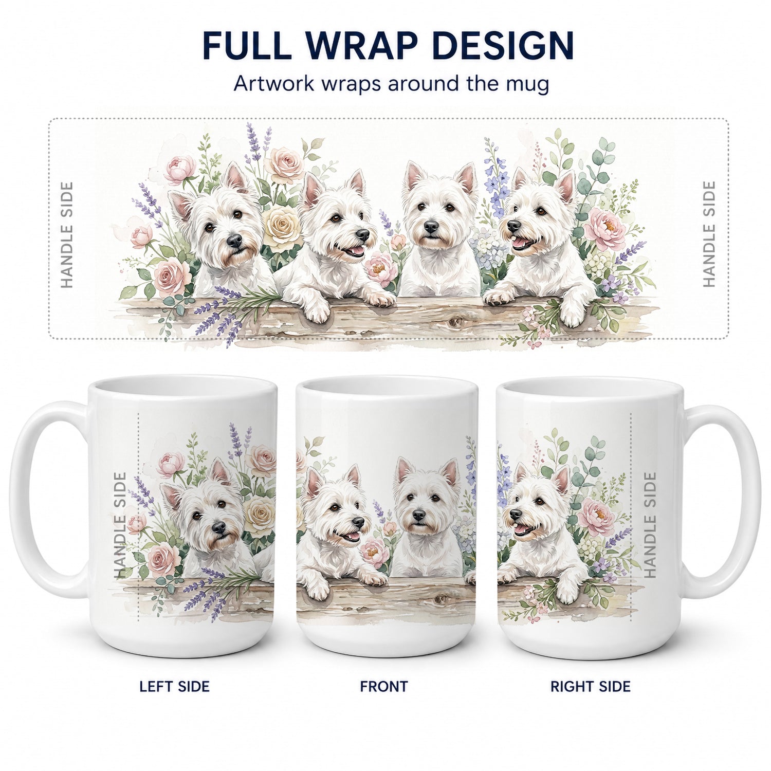 Westie Ceramic Coffee Mug 15 oz Decorative Large C Handle Mug Cup for Tea, Cocoa Hot Chocolate