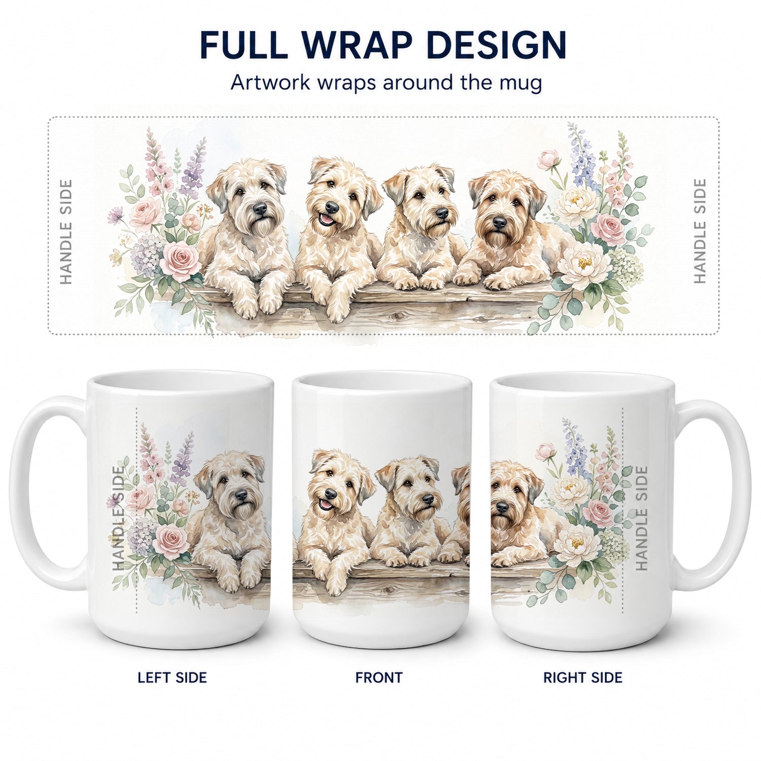 Wheaten Terrier Ceramic Coffee Mug 15 oz Decorative Large C Handle Mug Cup for Tea, Cocoa Hot Chocolate