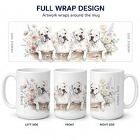 White Boxer Ceramic Coffee Mug 15 oz Decorative Large C Handle Mug Cup for Tea, Cocoa Hot Chocolate