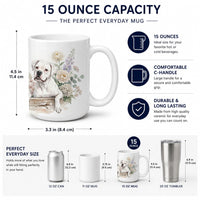 White Boxer Ceramic Coffee Mug 15 oz Decorative Large C Handle Mug Cup for Tea, Cocoa Hot Chocolate