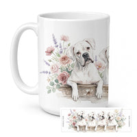White Boxer Ceramic Coffee Mug 15 oz Decorative Large C Handle Mug Cup for Tea, Cocoa Hot Chocolate