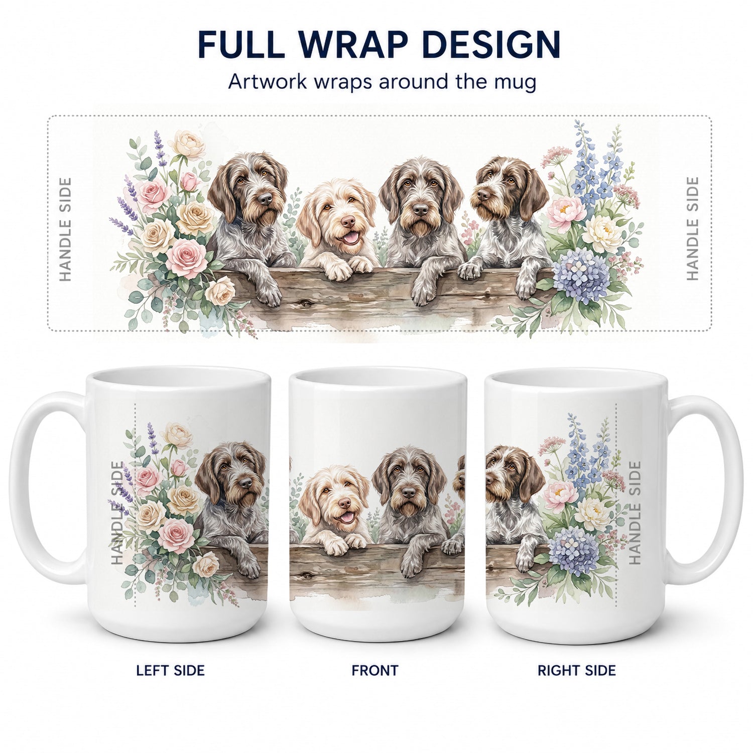 Wirehaired Pointing Griffon Ceramic Coffee Mug 15 oz Decorative Large C Handle Mug Cup for Tea, Cocoa Hot Chocolate