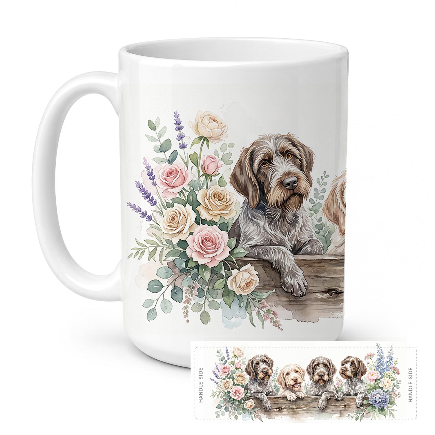 Wirehaired Pointing Griffon Ceramic Coffee Mug 15 oz Decorative Large C Handle Mug Cup for Tea, Cocoa Hot Chocolate