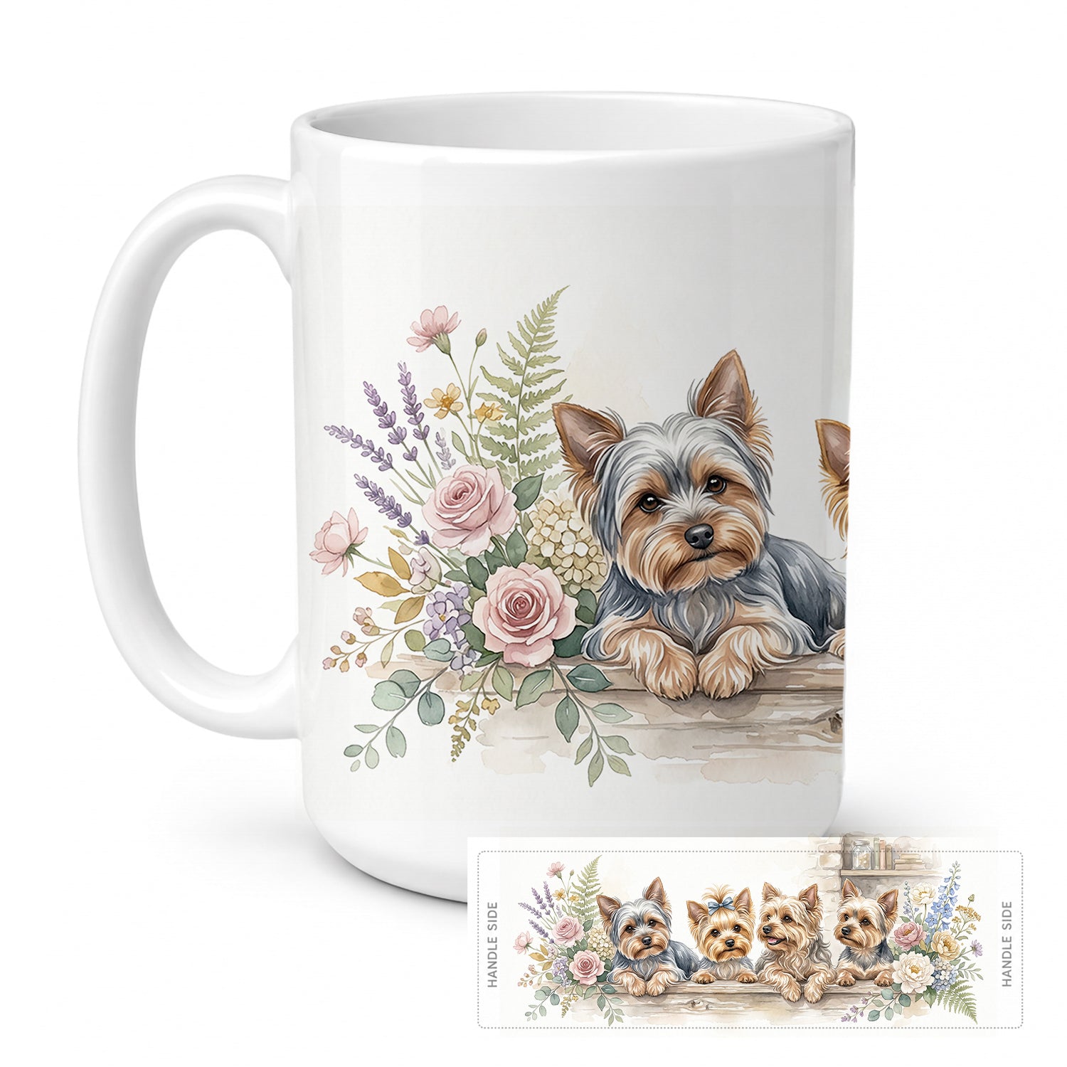 Yorkie Yorkshire Terrier Ceramic Coffee Mug 15 oz Decorative Large C Handle Mug Cup for Tea, Cocoa Hot Chocolate