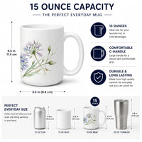 Agapanthus Ceramic Coffee Mug 15 oz Decorative Large C Handle Mug Cup for Tea, Cocoa Hot Chocolate