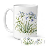 Agapanthus Ceramic Coffee Mug 15 oz Decorative Large C Handle Mug Cup for Tea, Cocoa Hot Chocolate